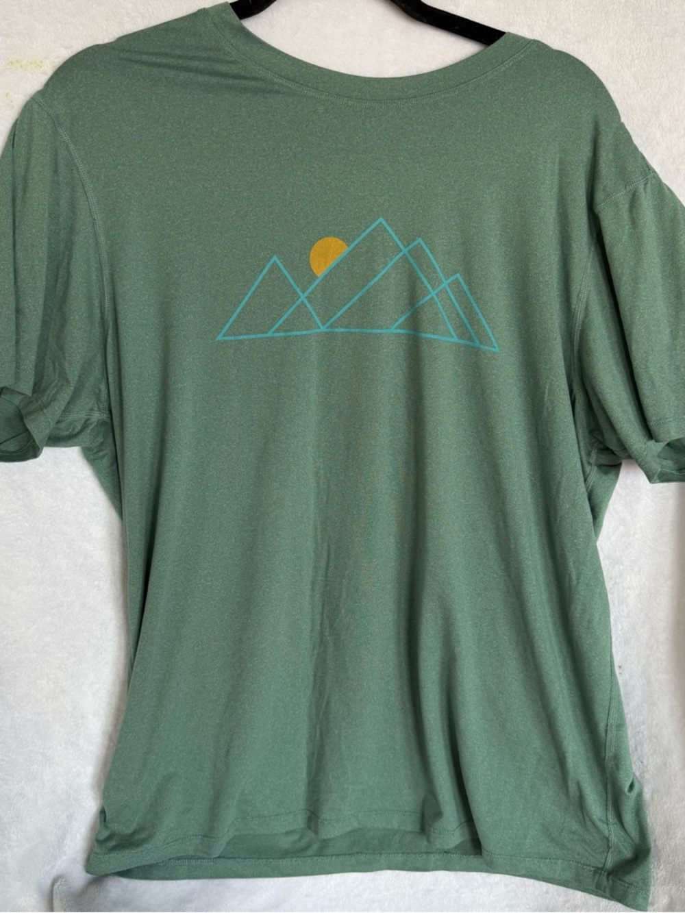 Marine Layer Men's Sage Green Mountain Graphic Tee with Gold Sun